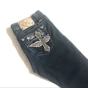 Miss Me Skinny Crop Jeans Embellished Bling